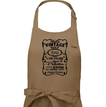 Kuchyňská zástěra Vintage Etiketa - 1941 - Dámská zástěra na vaření - Univerzální velikost ( Cappuccino )