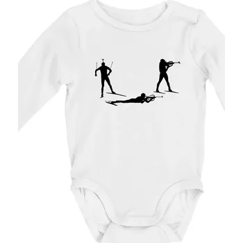 Biatlonista závod ON - Body kojenecké s dlouhým rukávem - Dlouhý r. do 3 měs ( Bílá )