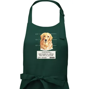 Kuchyňská zástěra Lump a darebák zlatý retrívr - Dámská zástěra na vaření - Univerzální velikost ( Lahvově zelená )