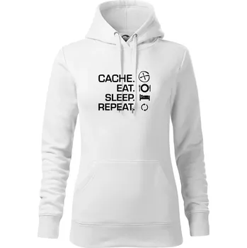 Dámská mikina Eat sleep repeat Cache - Mikina dámská Cape s kapucí - S ( Bílá )
