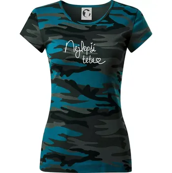 Nejlepší teta - Dámské maskáčové triko - M ( Petrolejová maskáč )