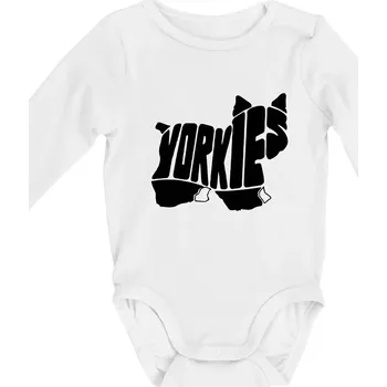 Kojenecký body Jorkšírský teriér - Yorkie - Nápis v těle - Body kojenecké s dlouhým rukávem - Dlouhý r. do 3 měs ( Bílá )