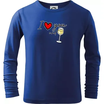Chlapecké tričko I love you and white wine - Triko dětské Long Sleeve - 134 cm/8 let ( Královská modrá )