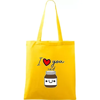 Nákupní taška I love you and nugget - Taška bavlněná - 42 x 38 cm ( Žlutá )