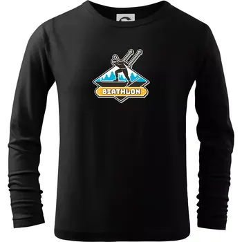 Chlapecké tričko Biathlon logo - Triko dětské Long Sleeve - 122 cm/6 let ( Černá )