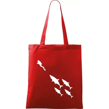 Nákupní taška Potápěč žraloci - Taška bavlněná - 42 x 38 cm ( Červená )