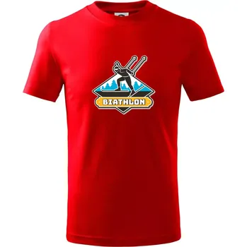 Chlapecké tričko Biathlon logo - Tričko dětské bavlněné - 98 cm / 2 roky ( Červená )