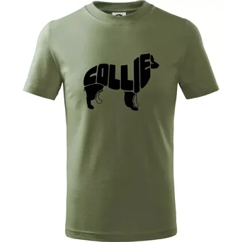 Border kolie písmo v těle - Tričko dětské bavlněné - 158 cm/12 let ( Khaki )