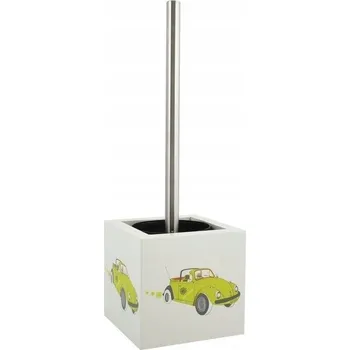 WC štětka Volně stojící WC štětka do koupelny | Bílý retro zásobník s vnitřní nádobou