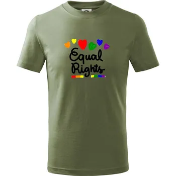 Chlapecké oblečení Equal Rights - srdíčka - Tričko dětské bavlněné - 98 cm / 2 roky ( Khaki )