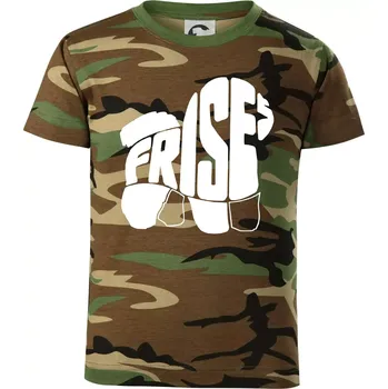 Bišonek - fries nápis v těle - Dětské maskáčové triko - 146 cm/10 let ( Hnědý maskáč )