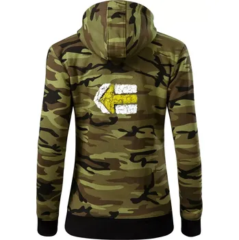 Dámská mikina Párová turistická značka žlutá - Dámská mikina trendy zipper s kapucí - XL ( Zelený maskáč )