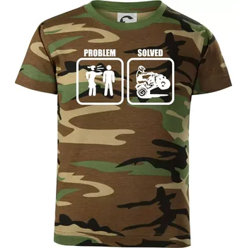 Problem quad / čtyřkolka - Dětské maskáčové triko - 134 cm/8 let ( Hnědý maskáč )