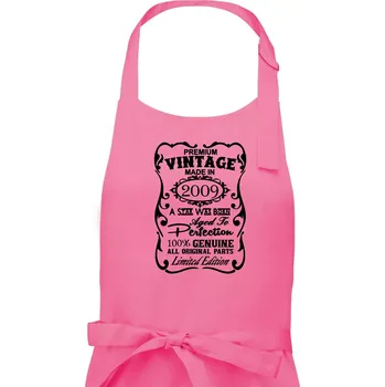 Kuchyňská zástěra Vintage Etiketa - 2009 - Pánská zástěra na vaření - Univerzální velikost ( Růžová )