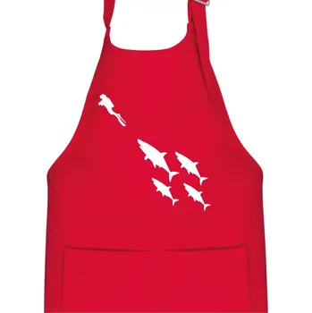 Kuchyňská zástěra Potápěč žraloci - Dětská zástěra na vaření - Univerzální velikost ( Červená )