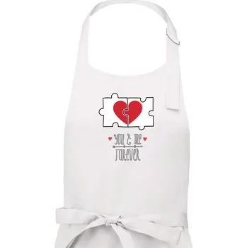 Kuchyňská zástěra You and me forever - Dámská zástěra na vaření - Univerzální velikost ( Bílá )