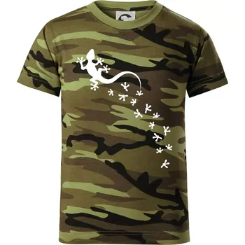 Geocaching Gekoni - Dětské maskáčové triko - 122 cm/6 let ( Zelený maskáč )