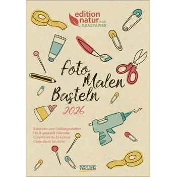 Foto-Malen-Basteln Bastelkalender A4 Graspapier 2026 - Korsch Verlag