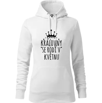 Dámská mikina Královny se rodí v květnu - Mikina dámská Cape s kapucí - XS ( Bílá )