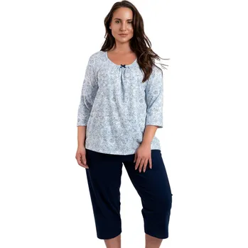 Dámské noční prádlo Dámské pyžamo ITALIAN FASHION ANTONIA 3/4+3/4 print modrá/tmavě modrá XL 0