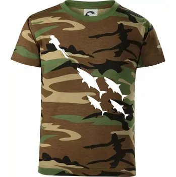 Chlapecké tričko Potápěč žraloci - Dětské maskáčové triko - 104-110cm / 3-4 roky ( Hnědý maskáč )