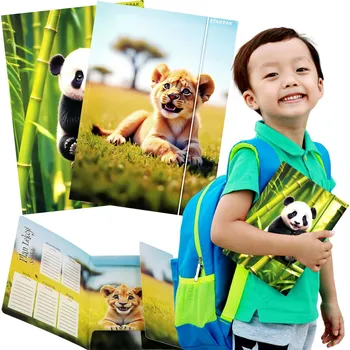 DIVOKÁ ZVÍŘATA školní desky s gumou A4 + rozvrh hodin, násobilka