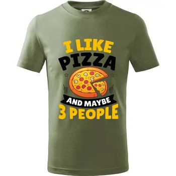 I like pizza and maybe 3 people - Tričko dětské bavlněné - 146 cm/10 let ( Khaki )
