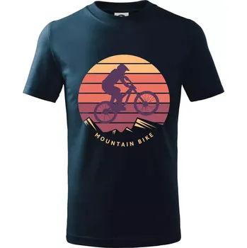Chlapecké tričko MTB barevné kolo západ slunce - Tričko dětské bavlněné - 98 cm / 2 roky ( Námořní modrá (velmi tmavá - téměř černá) )