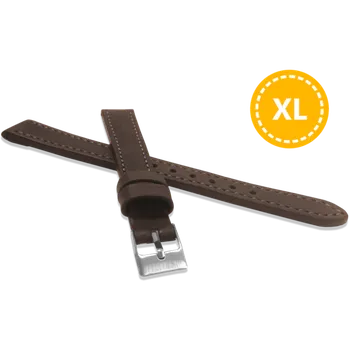 Řemínek na hodinky LAVVU XXL Prodloužený prošitý tmavě hnědý řemínek SPORT z luxusní kůže Top Grain - 8 XL LSAXC08