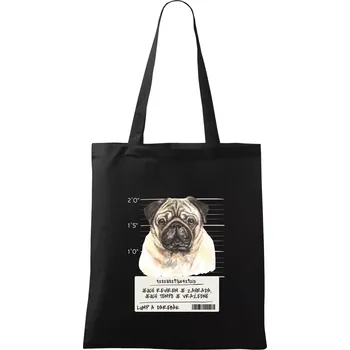 Nákupní taška Lump a darebák mopsík - Taška bavlněná - 42 x 38 cm ( Černá )