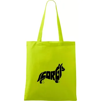 Corgi - nápis v těle - Taška bavlněná - 42 x 38 cm ( Limetková )