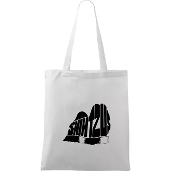 Shih-tzu - nápis v těle - Taška bavlněná - 42 x 38 cm ( Bílá )