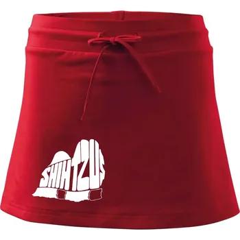 Dámská sukně Shih-tzu - nápis v těle - Sportovní sukně - two in one - S ( Červená )