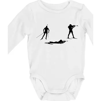 Kojenecký body Biatlonistka závod - Body kojenecké s dlouhým rukávem - Dlouhý r. do 3 měs ( Bílá )