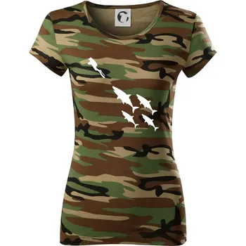 Dámské tričko Potápěč žraloci - Dámské maskáčové triko - XS ( Hnědý maskáč )