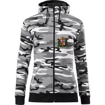 Dámská mikina Sbor dobrovolných hasičů - znak bez nápisu - Dámská mikina trendy zipper s kapucí - M ( Šedý maskáč )