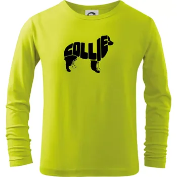 Dětská móda Border kolie písmo v těle - Triko dětské Long Sleeve - 122 cm/6 let ( Limetková )