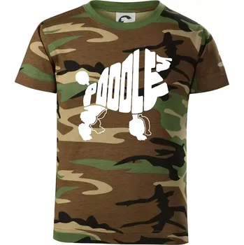 Chlapecké tričko Pudl - nápis v těle - Dětské maskáčové triko - 134 cm/8 let ( Hnědý maskáč )