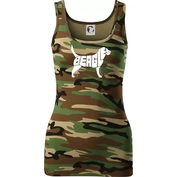 Dámské tričko Bígl - nápis v těle - Dámské Maskáčové tílko - M ( Hnědý maskáč )