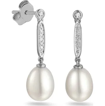 Náušnice Perlové náušnice s diamanty Oriana, bílé zlato IZBR109AN + dárkové balení LUXUS zdarma