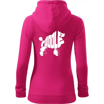 Dámská mikina Pudl - nápis v těle - Dámská mikina trendy zipper s kapucí - L ( Purpurová )