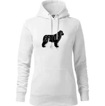 Dámská mikina Novofundlandský pes - nápis v tělě - Mikina dámská Cape s kapucí - L ( Bílá )