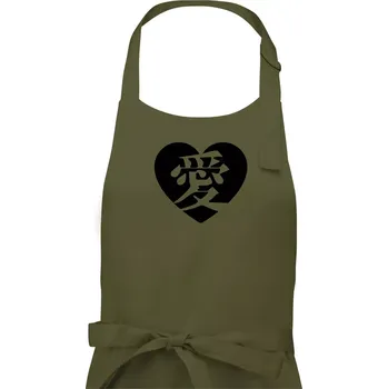 Kuchyňská zástěra Láska japonština čínština - Pánská zástěra na vaření - Univerzální velikost ( Khaki )