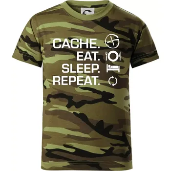 Chlapecké oblečení Eat sleep repeat Cache - Dětské maskáčové triko - 134 cm/8 let ( Zelený maskáč )