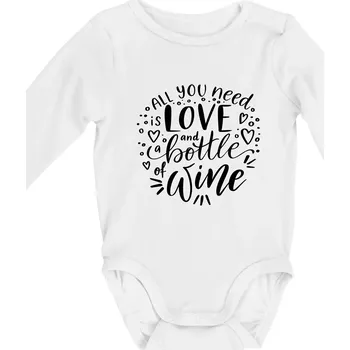 Kojenecký body All you need is love and bottle of wine - Body kojenecké s dlouhým rukávem - Dlouhý r. do 3 měs ( Bílá )