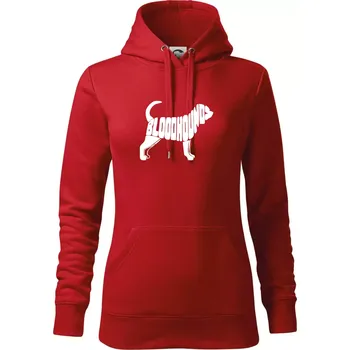 Dámská mikina Bloodhound nápis v těle - Mikina dámská Cape s kapucí - XS ( Červená )