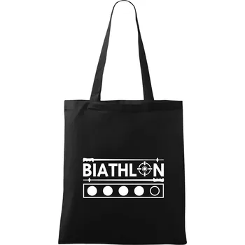 Nákupní taška Biathlon terč a hůlky - Taška bavlněná - 42 x 38 cm ( Černá )