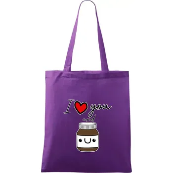I love you and nugget - Taška bavlněná - 42 x 38 cm ( Fialová )