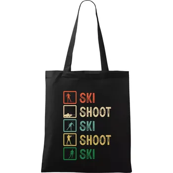 Nákupní taška Biatlon ski shoot ski - Taška bavlněná - 42 x 38 cm ( Černá )