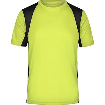 Pánská móda James&amp;Nicholson Pánské funkční triko JN306 Fluo-Yellow-Black S